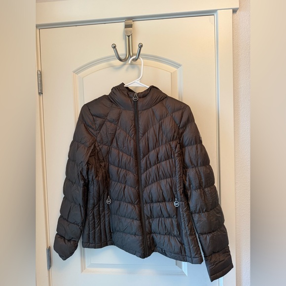 Michael Kors MK Womens M Puffer Warm Packable Down Jacket Black - Picture 1 of 5